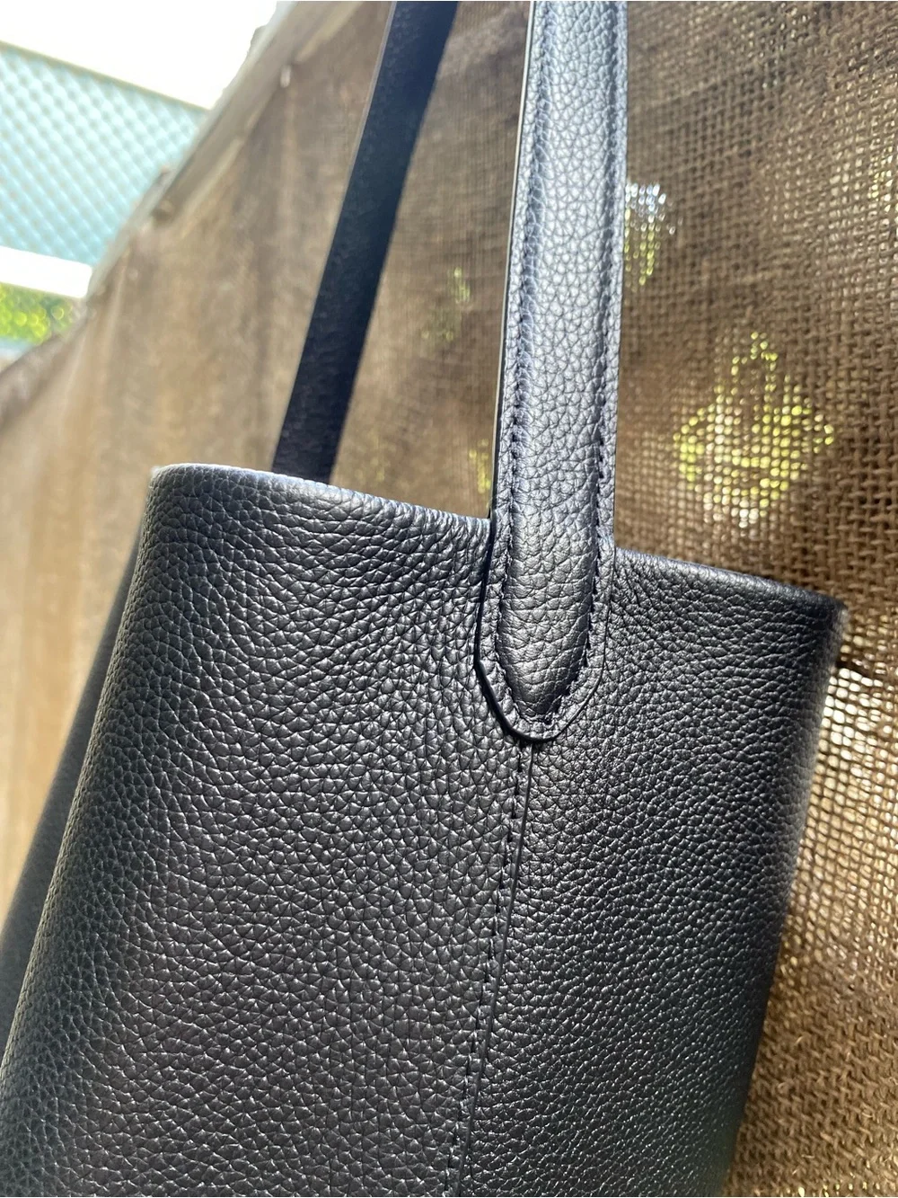 The Row N/S Park Medium Tote in Black Grained Calfskin with Tan Suede Interior